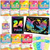 Caderno Scratch Art Party Favors Feredo Kids Rainbow, Pacote Com 24
