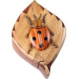 Caixa De Quebra-cabeça Lady Bug Secret Wooden Intarsia Handcrafted Wood