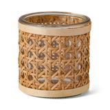 Porta Velas Em Vidro Com Fibra Natural - 10cm