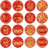 Adesivos De Doces Ellzk Ano Novo Chinês 2024 Ano Do Dragão