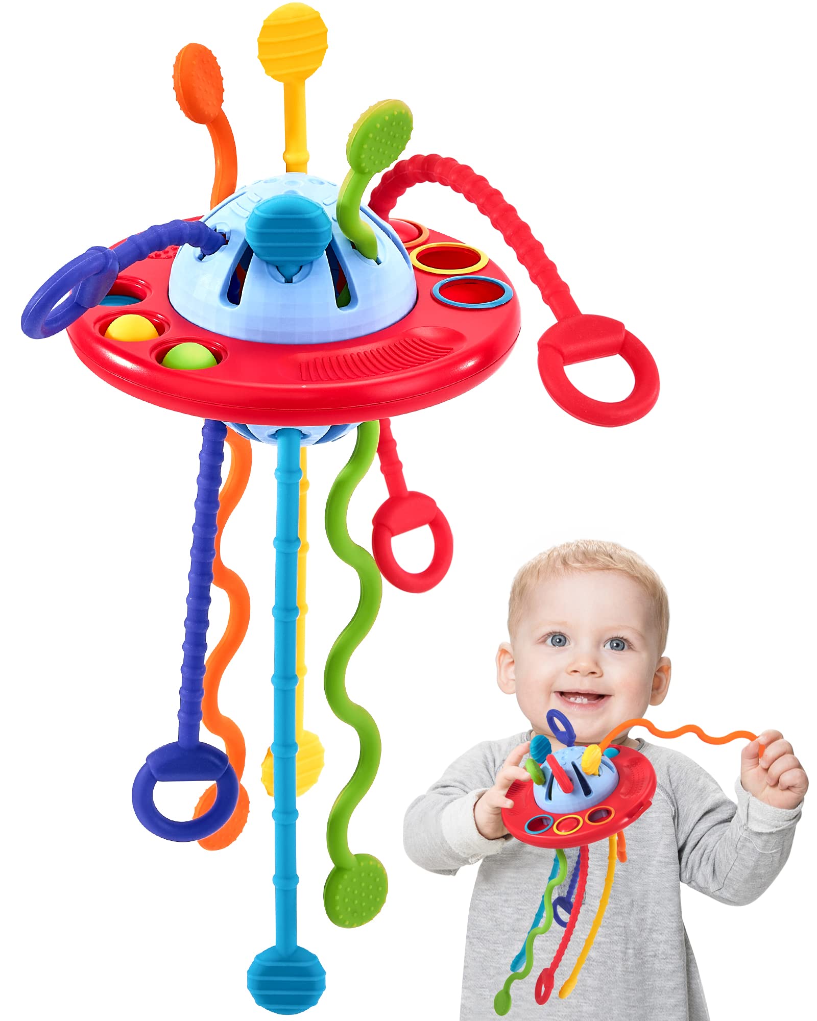 Brinquedos Sensoriais Hahaland Silicone Pull String 18+ Months Boy