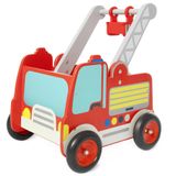 Caminhão De Bombeiros Vermelho Push Walker Labebe De Madeira Com Armazenamento De Brinquedos 1-3y