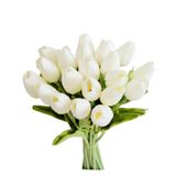 Flores Falsas De Seda Artificial De Tulipa Mandy White X20 35cm