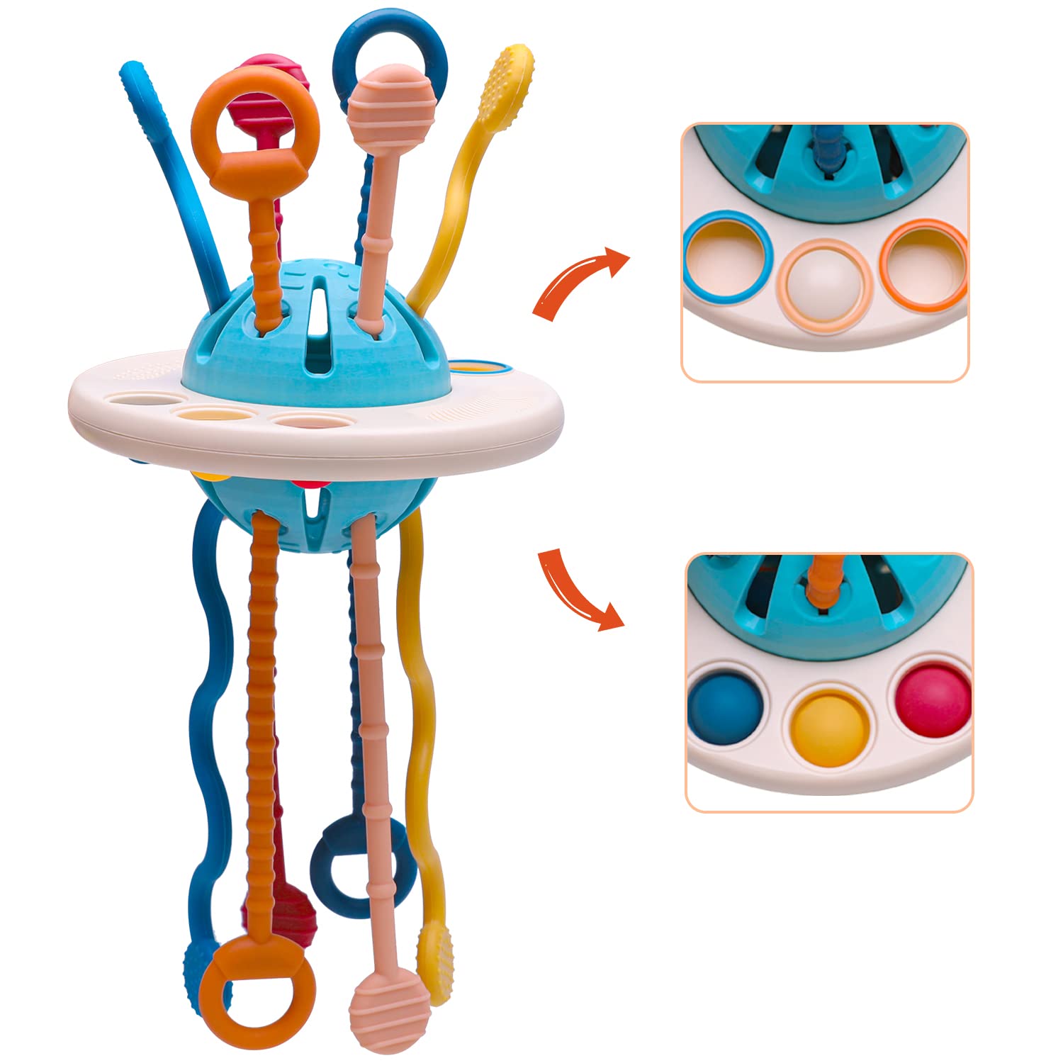 Brinquedo Sensorial Anndofy Ufo Silicone Pull String Para Bebês 12-18m