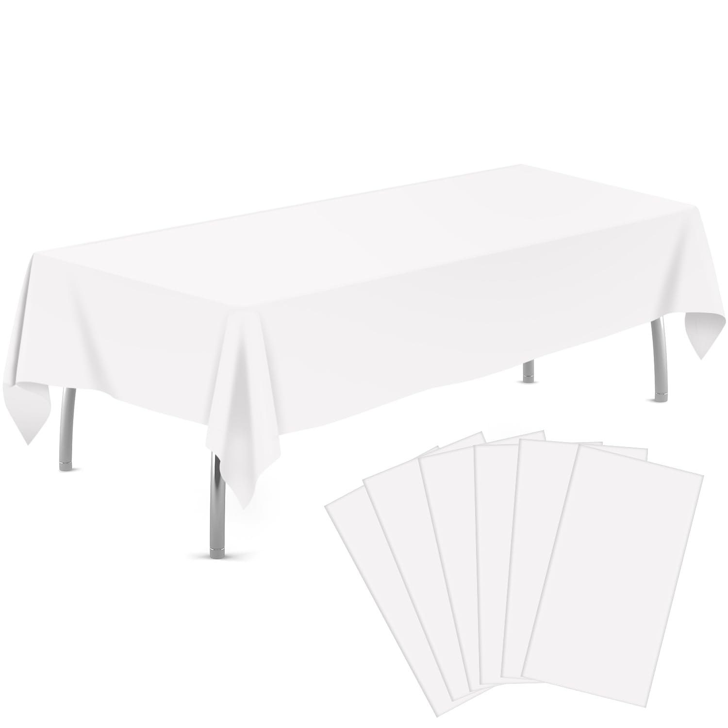 Toalha De Mesa De Plástico Tujol Branca, Pacote Com 6, 137 X 274 Cm, Retângulo