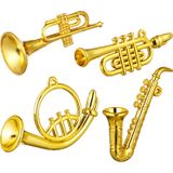 Instrumento Musical Em Miniatura, Balacoo, Trompete, Saxofone, 4 Unidades