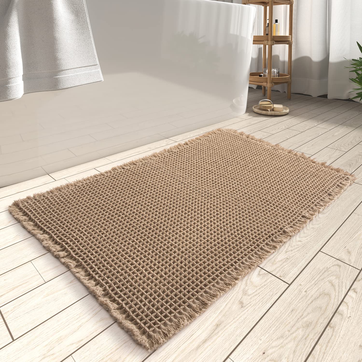 Tapete De Banho Amoami Waffle Super Absorvente Antiderrapante 45x75cm Brow