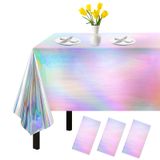 Toalha De Mesa Childom Iridescent Plastic, Pacote Com 3, 137 X 274 Cm