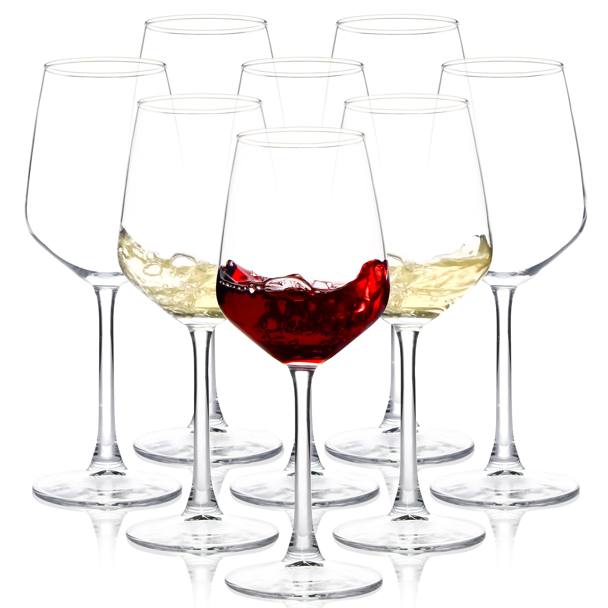 Copos De Vinho Shyrc Long Stem 350 Ml, Conjunto De 8 Taças De Vinho Transparentes Vermelho/branco