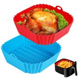 Forros De Fritadeira Air Fryer Boribim Square Silicone 20,5 Cm, 2 Peças Vermelho+azul
