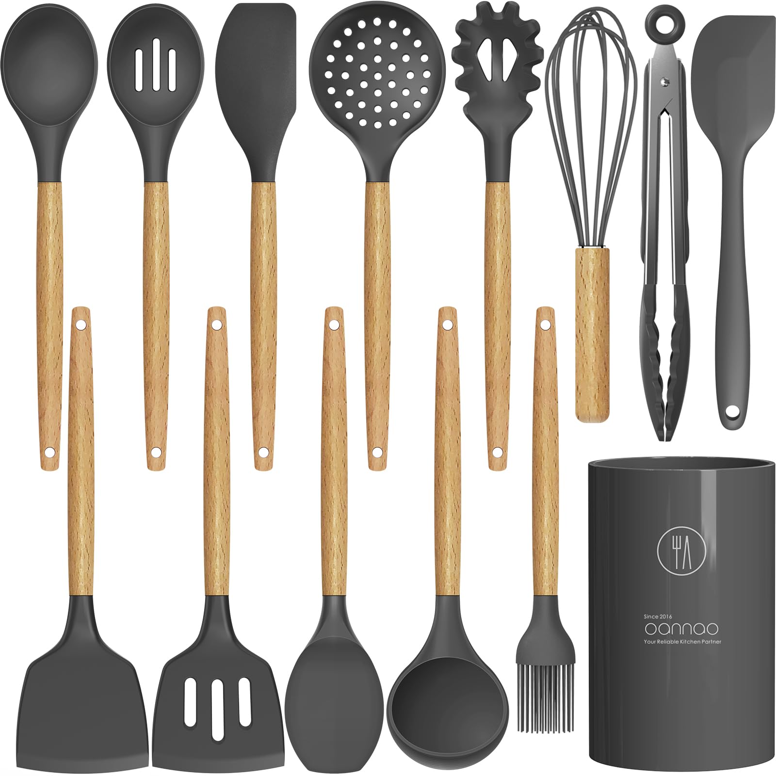 Conjunto De Utensílios De Cozinha Com 14 Peças De Silicone Resistente Ao Calor