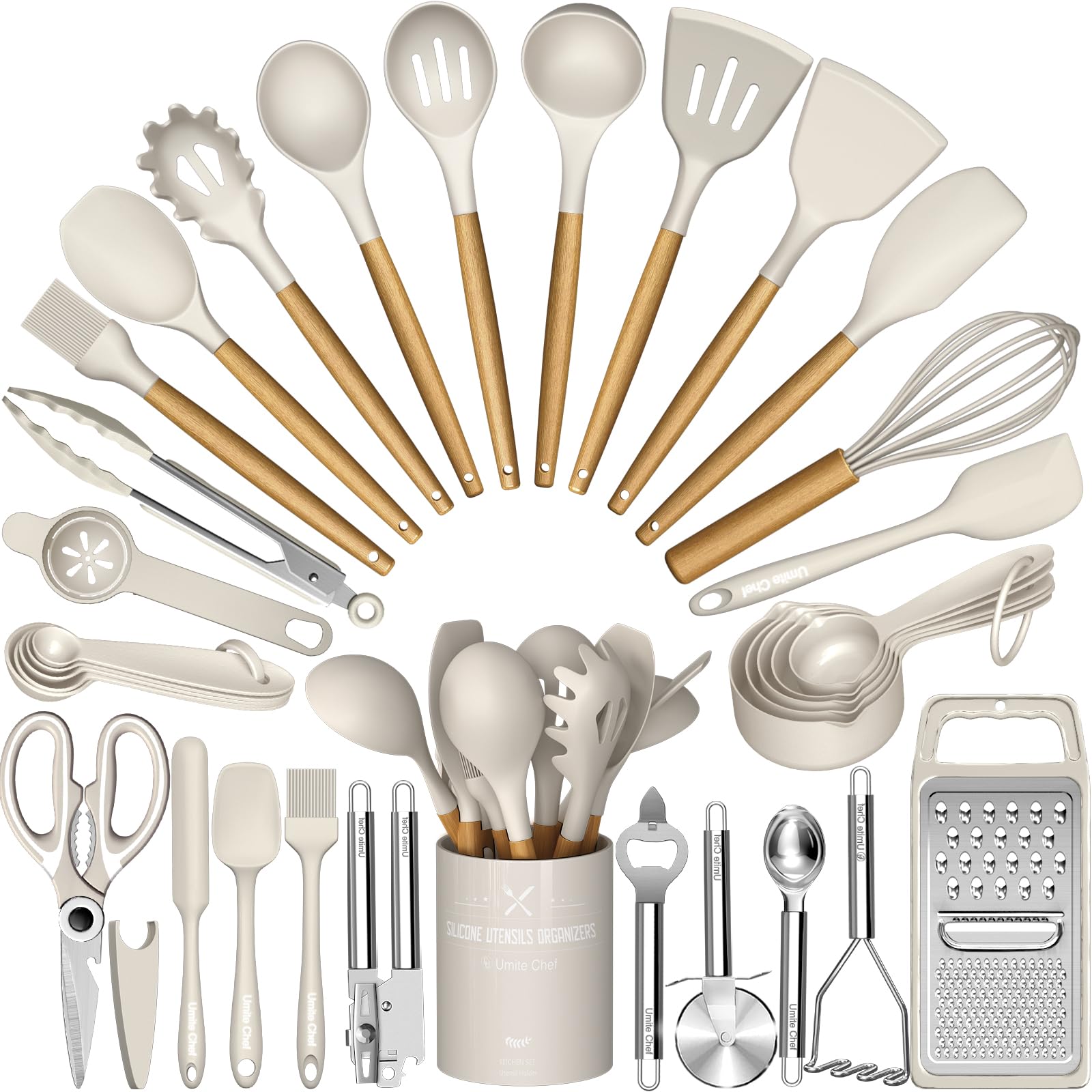 Conjunto De Utensílios De Cozinha Umite Chef Silicone 34 Unidades Com Ralador