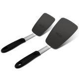 Espátula De Silicone Unicook, Pacote Com 2 Unidades, 600f, Resistente Ao Calor, Preta