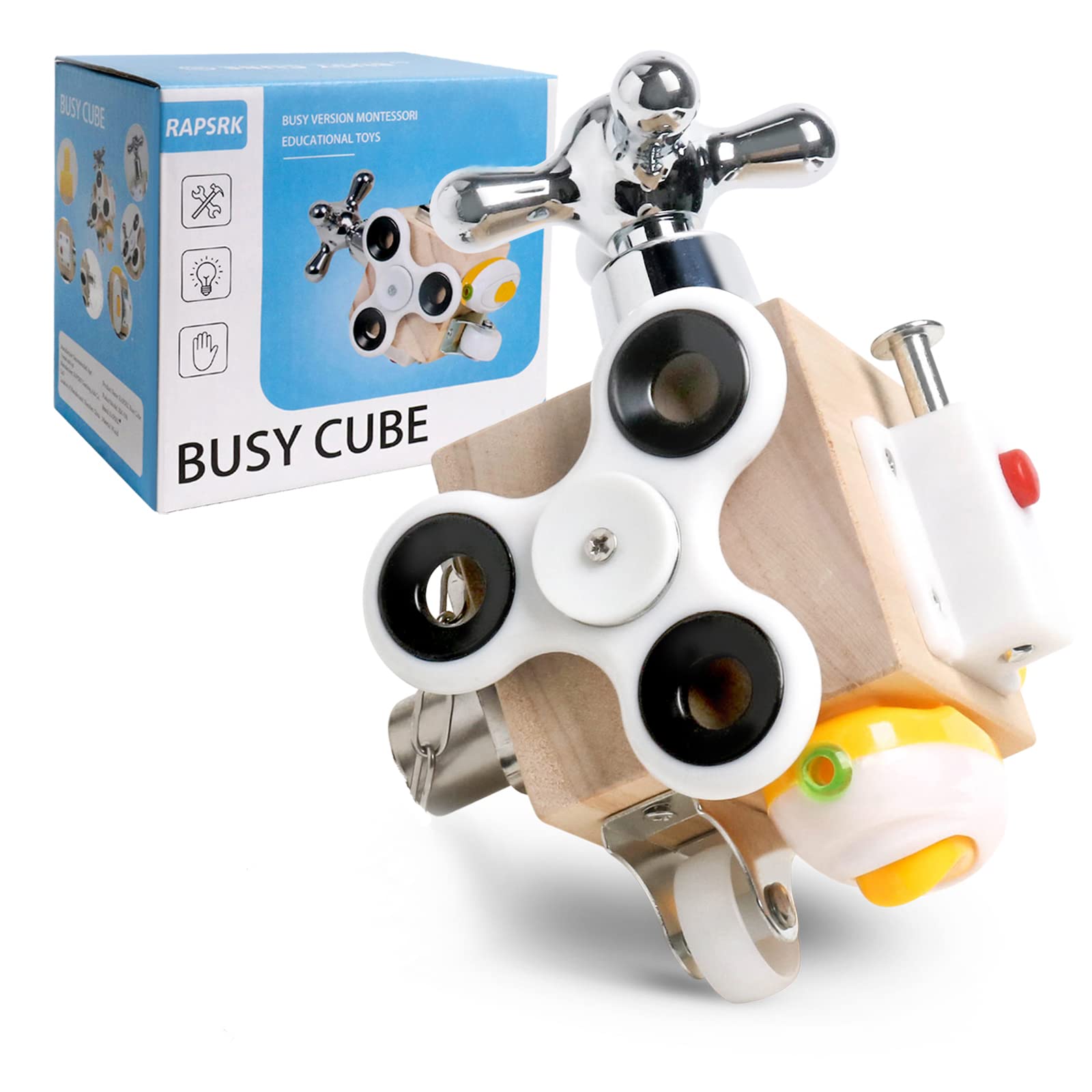 Brinquedo Educacional Sensory Busy Cube Rapsrk Para Crianças De 1 A 3 Anos