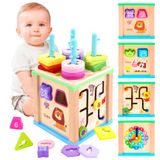 Brinquedo Montessori De Madeira Activity Cube Ark Miido 6 Em 1 12 Milhões Ou Mais