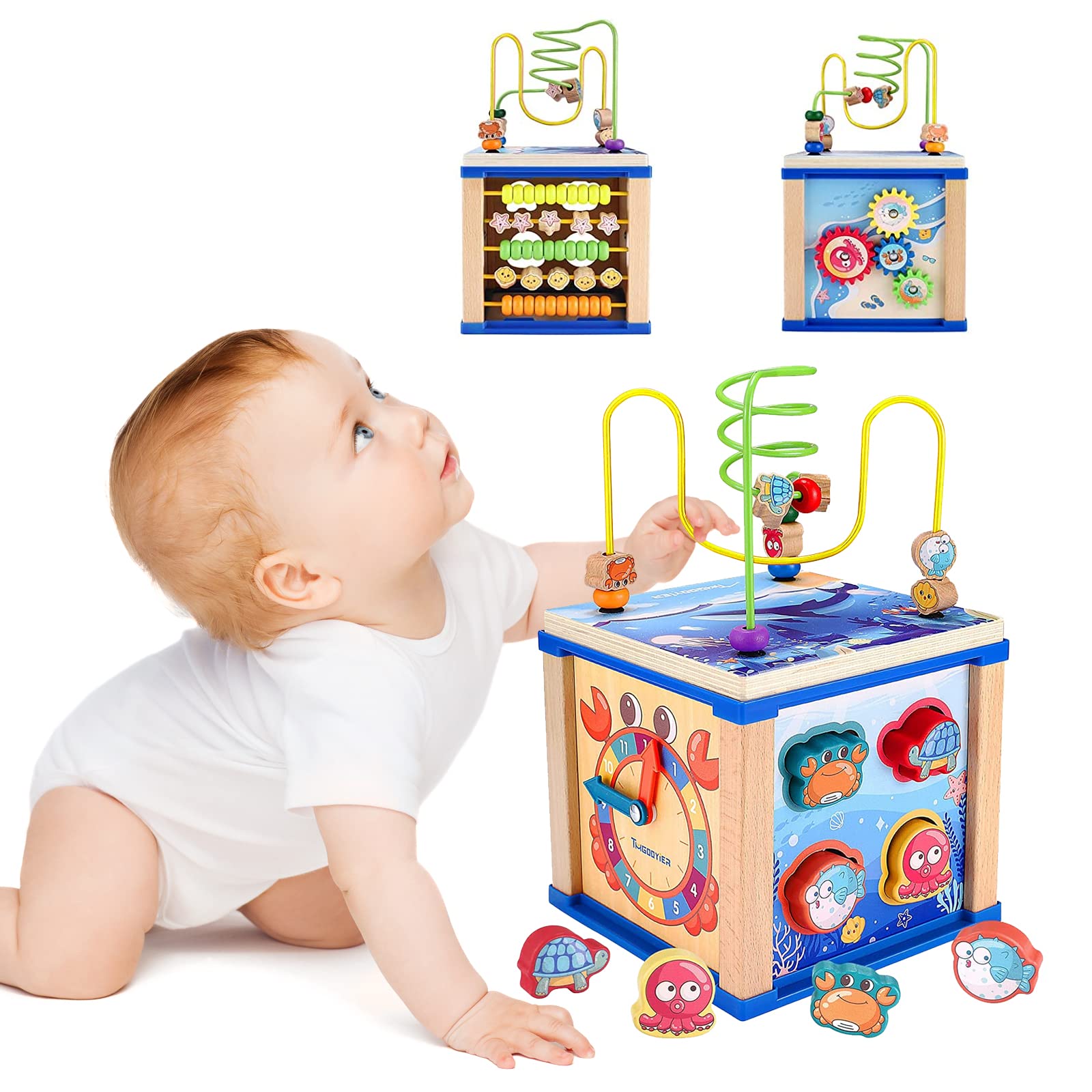 Brinquedo De Madeira Activity Cube Lmyzhijia 5 Em 1 Para Crianças De 36 Meses