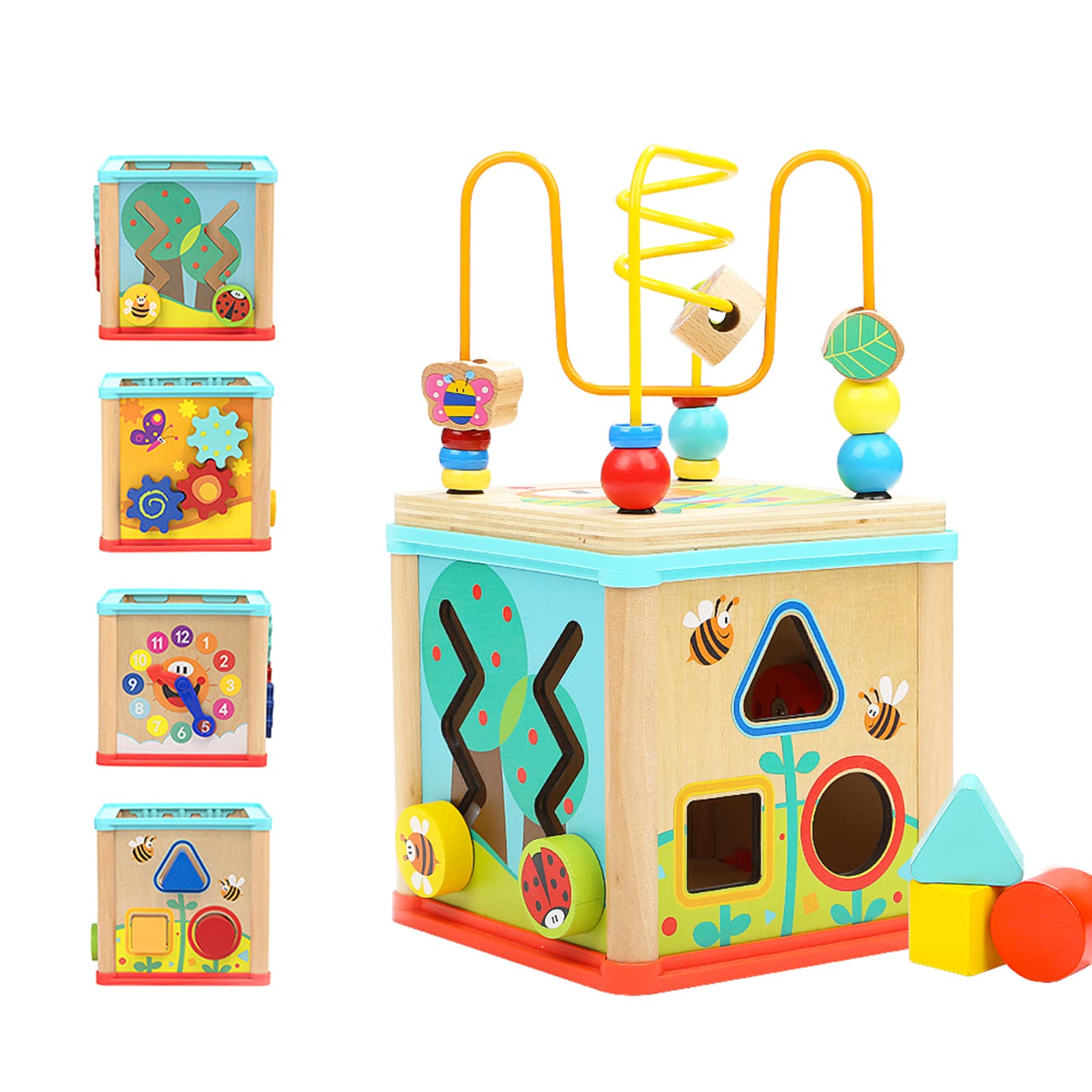 Brinquedo Educativo De Madeira Activity Cube Top Bright De 1 Ano