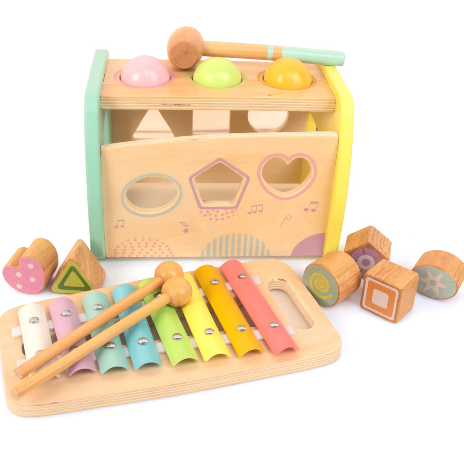 Brinquedo Educativo Woodenfun Hammering Pounding Xilofone Shape