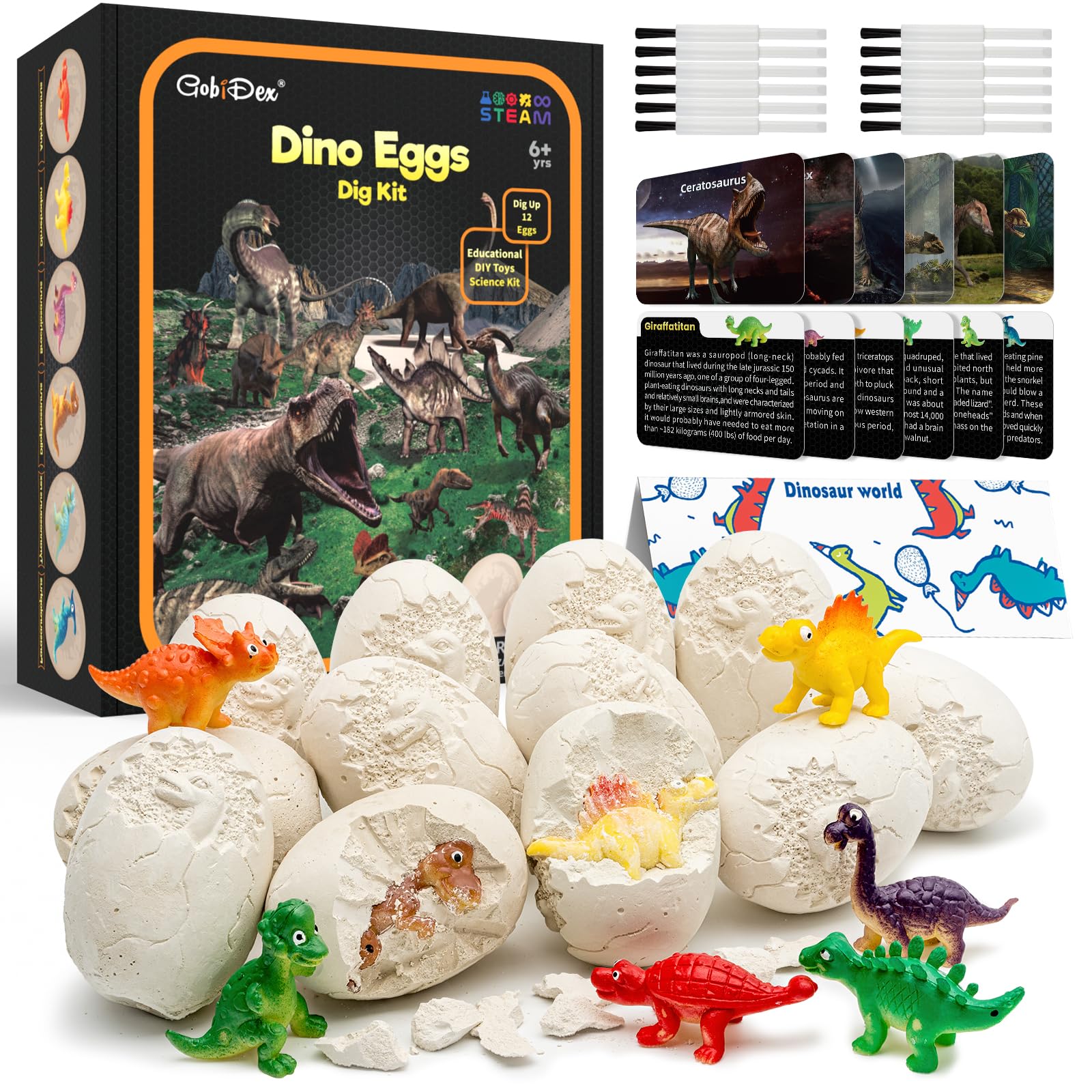 Kit De Escavação Para Escavação De Ovos De Dinossauro Gobidex Com 12 Brinquedos De Dinossauro