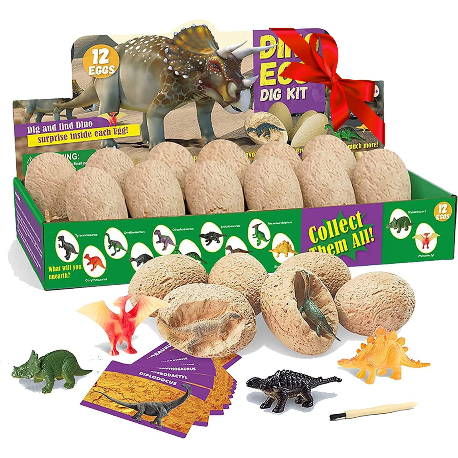 Kit De Escavação De Ovos De Dinossauro Dotsog, Pacote Com 12, Com Brinquedos De Dinossauro Para Crianças