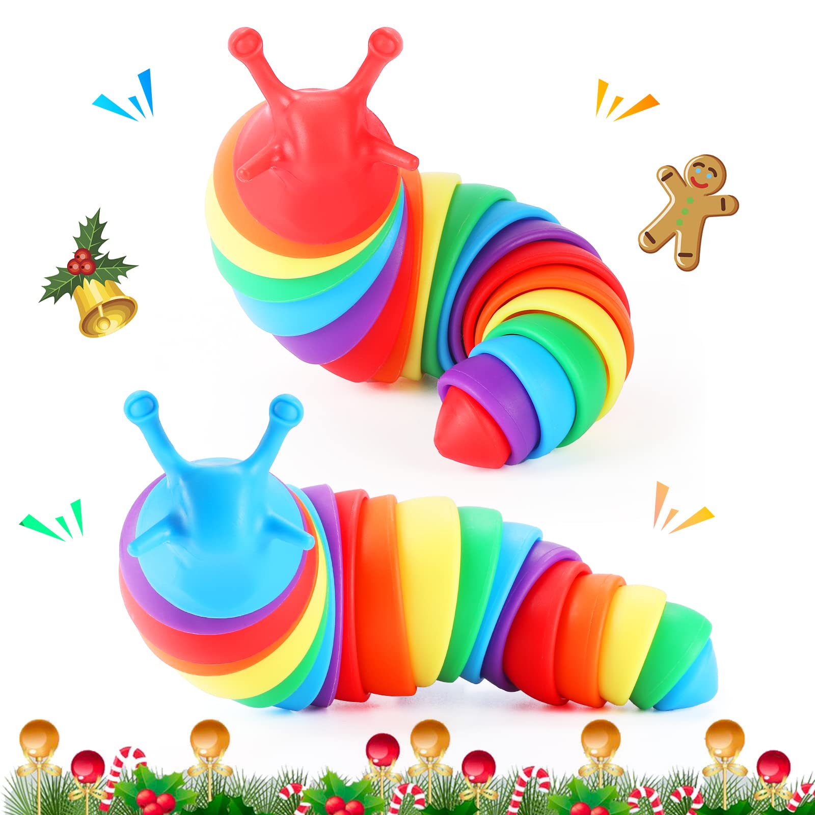 Pacote Com 2 Brinquedos Sensoriais Fidget Slug Dameing Para Crianças, Crianças Pequenas, A