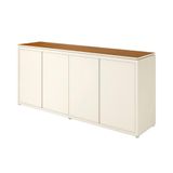 Conjunto Sala De Jantar 2 Peças Armário Alto E Buffet Balcão Oslo Cor:off White E Cedro