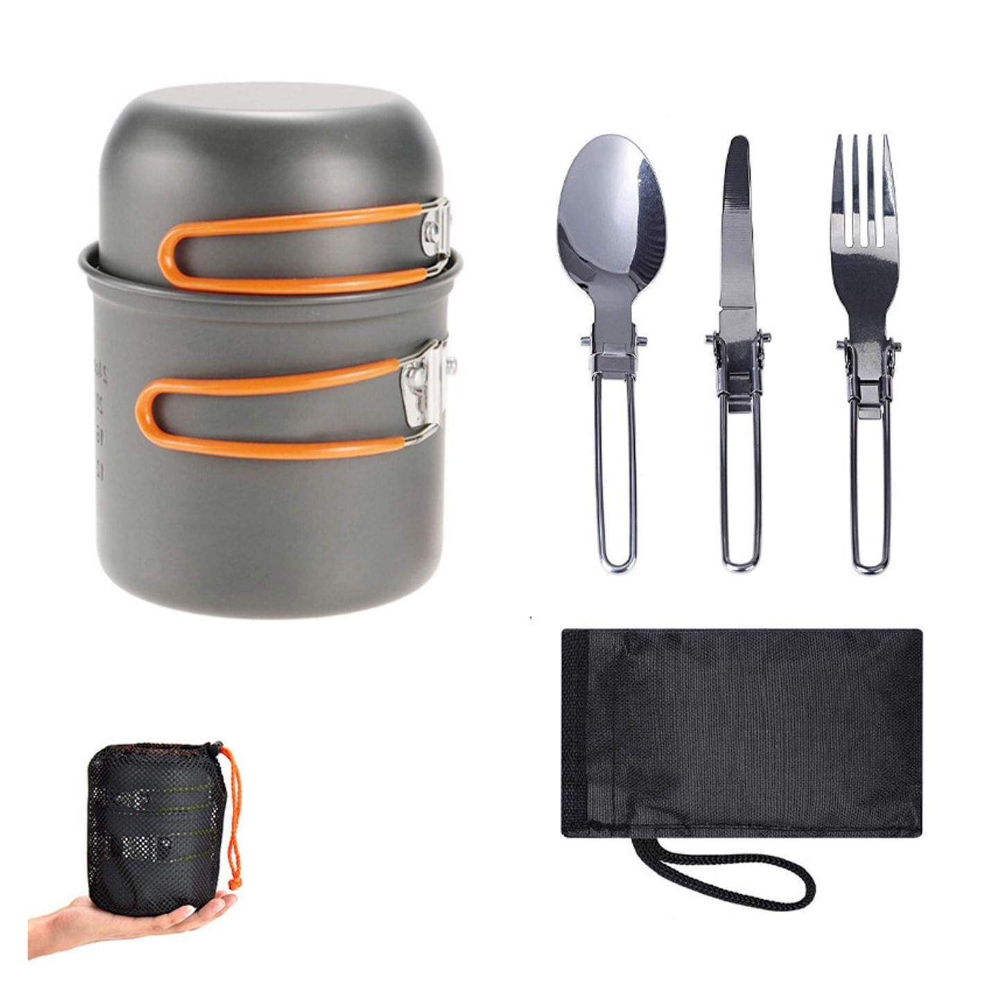 Utensílios De Mesa De Acampamento Portáteis Ao Ar Livre 1-2 Pessoas-laranja