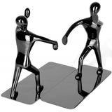 Heavy Duty Inoxidável Kung Fu Man Bookends Nonskid Bookends Art Bookend For Home Office Library Decoration Fashion Gift 1 Pair (preto)