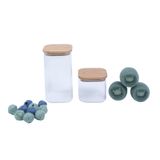 Kit Bolinha Tira Pelo E Potes De Vidro Com Tampa Bambu Oikos