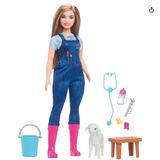 Boneca Barbie Profissões Veterinária Curvy Fazenda Loira Cordeiro Acessórios Hrg42 Mattel