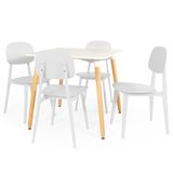 Conjunto Mesa De Jantar Quadrada Eiffel Branca 80x80cm Com 4 Cadeiras Itália - Branco