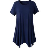 Camiseta Feminina Solta Com Gola Redonda E Manga Curta, Mistura De Algodão