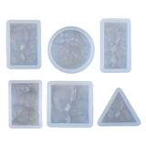 6pcs Sea Wave Style Resin Molds Epoxy Resin Water Ripple Pingente Silicone Moldes Resin Casting Moldes Joias Fazendo Ferramentas - Branco