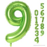 Balão De Alumínio Número 9 Verde De 40 Cm Para Decoração De Festa De Aniversário