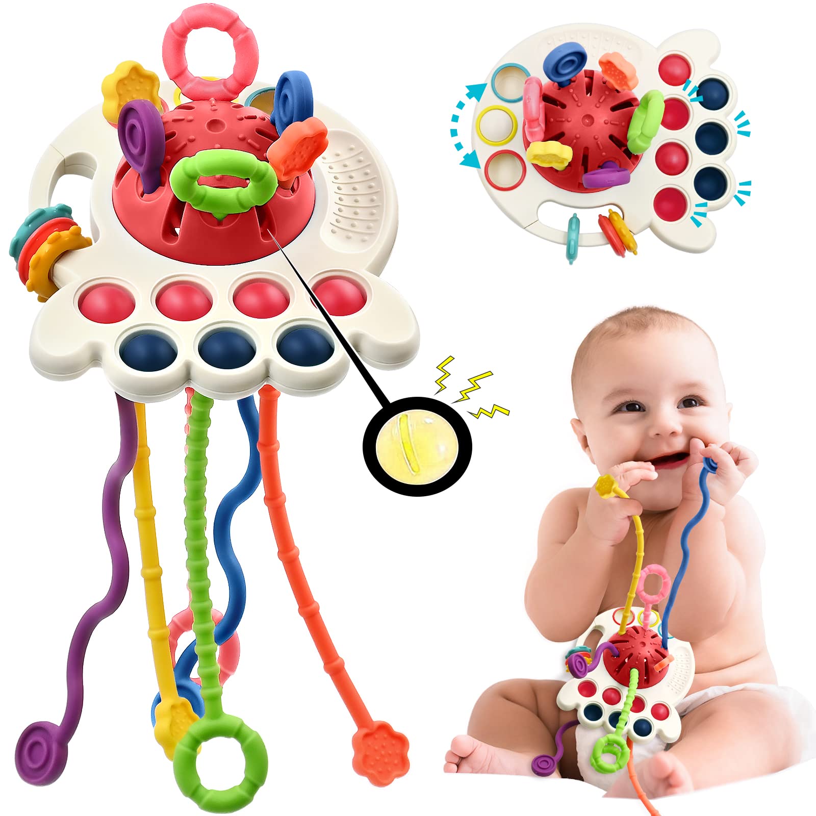 Brinquedo Sensorial Montessori Para Bebês Aituitui De 6 A 12 Meses Com Silicone