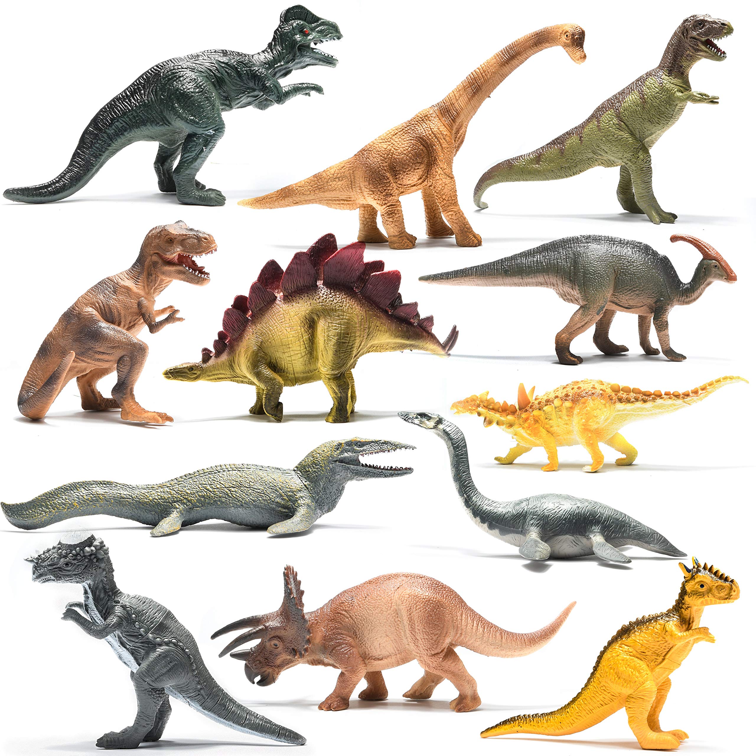 Figuras De Dinossauro Prextex 25cm - 12 Brinquedos De Plástico De 3 A 5 Anos Ou Mais