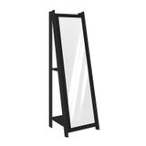 Espelho De Chão Com 2 Prateleiras Retrô 161cmx50cm - Preto