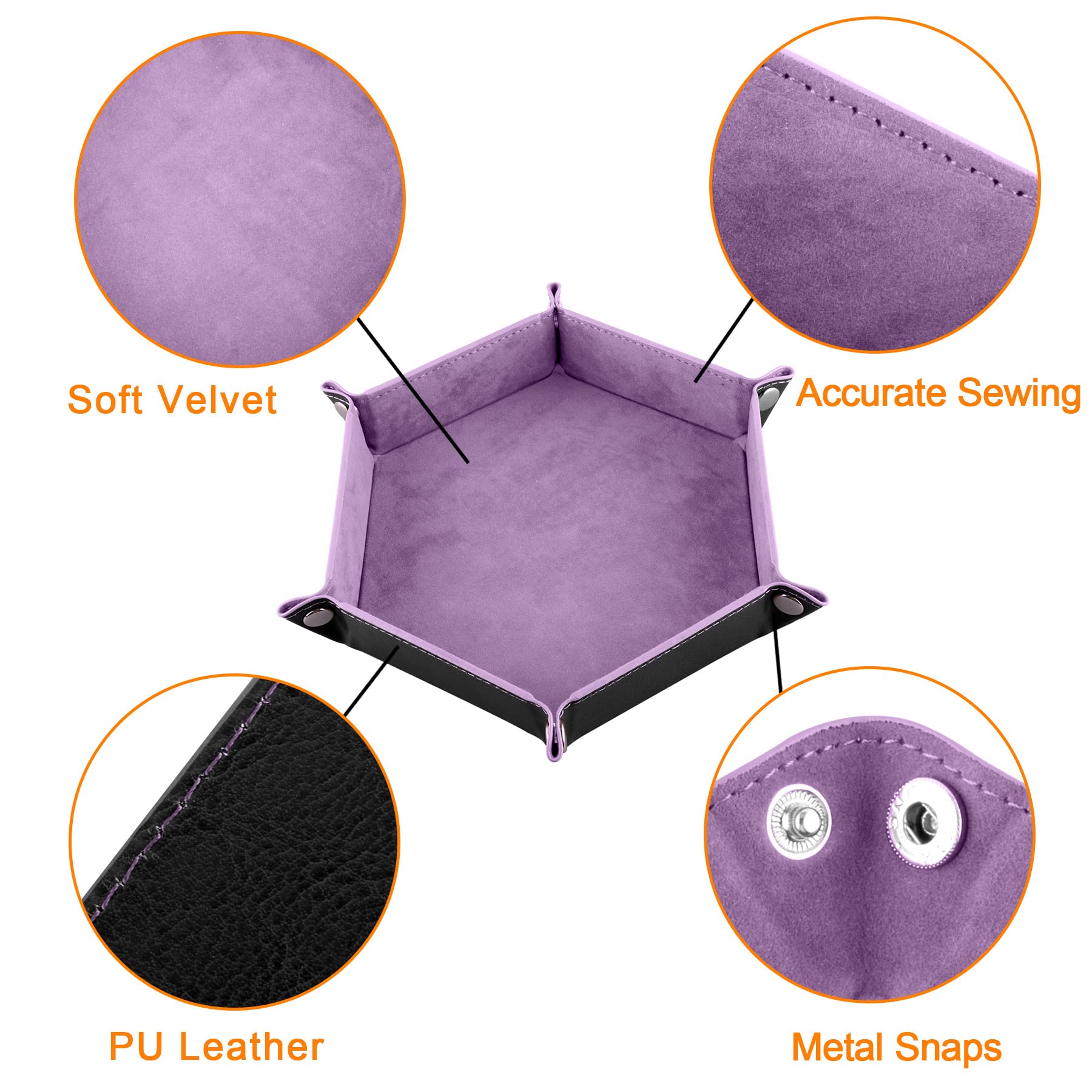 Bandeja De Dados Siquk Portátil Dobrável Hexagonal Lilás/preta 2 Peças ...