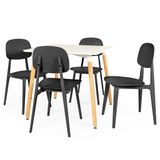 Conjunto Mesa De Jantar Quadrada Eiffel Branca 80x80cm Com 4 Cadeiras Itália - Preto