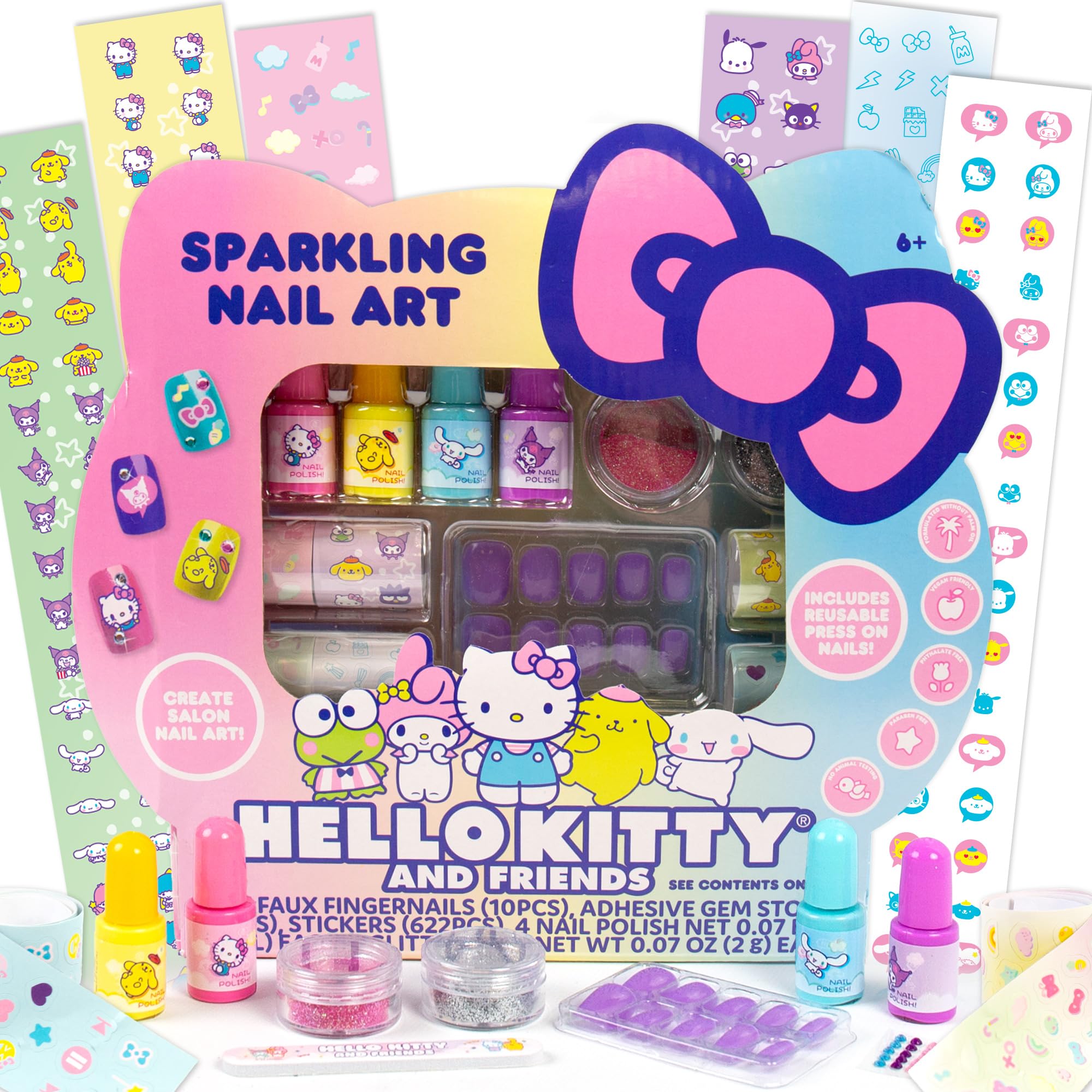 Kit De Arte De Unhas Hello Kitty And Friends Com Conjunto De Esmaltes