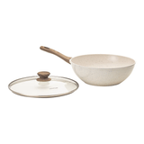 Frigideira Wok Cerâmica Indução Antiaderente 28cm Mimo Style Linha Mármol Cook 4,15 Litros Com Tampa De Vidro