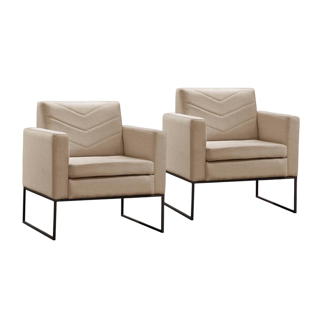 Conjunto - 2 Poltronas Apolo Preta Veludo Bege