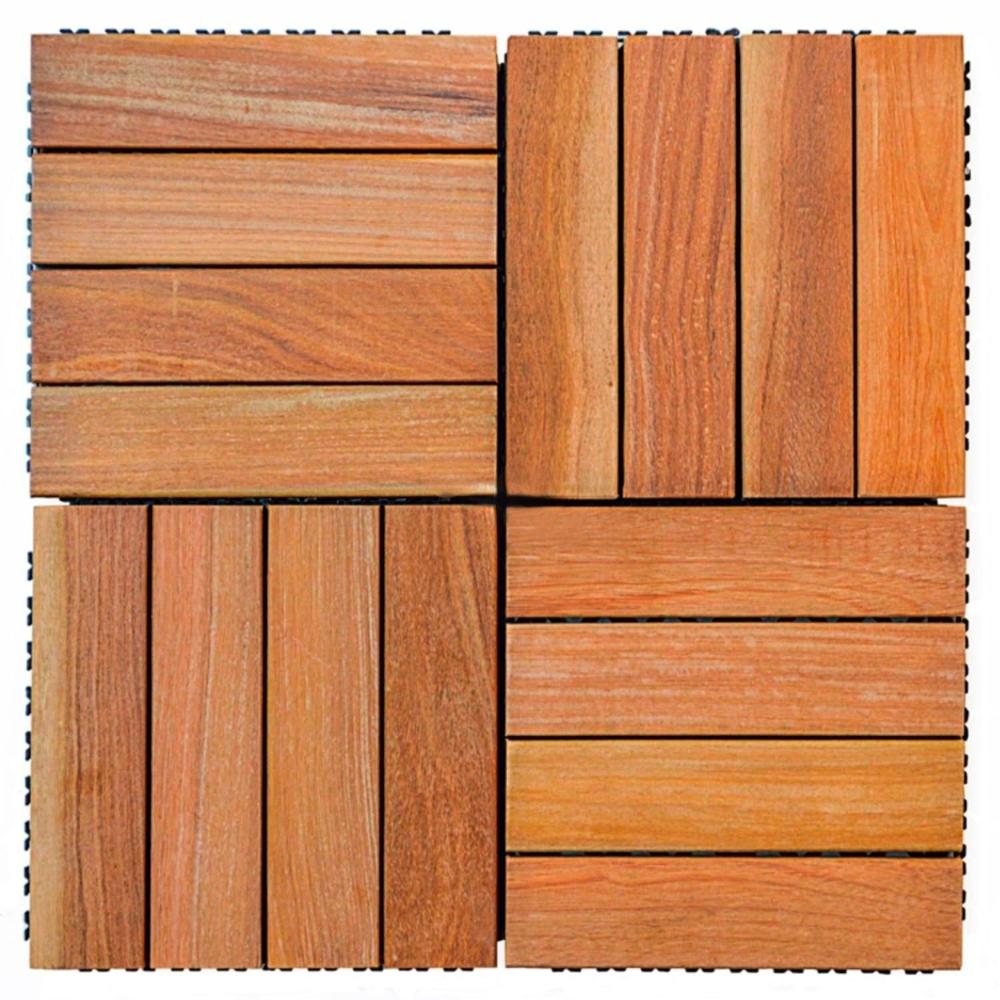 Kit Deck em Placa de Madeira Modular Base Plástica 30x30cm com 25 Placas Isabela Revestimentos Cumaru