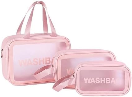 Kit 3 Bolsas Necessaires Washbag Transparente Organizador Maquiagem Bolsa À Prova De Água