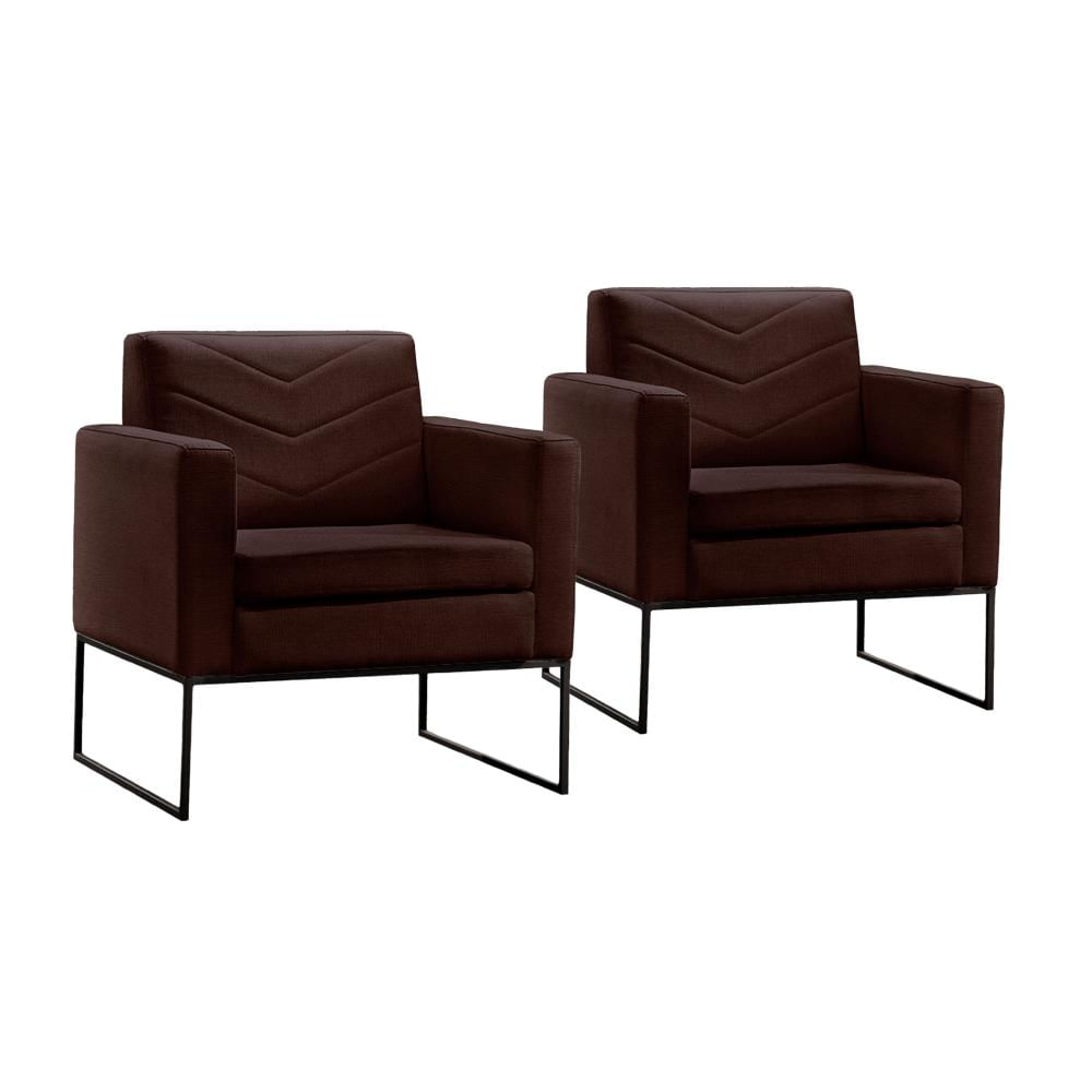Conjunto - 2 Poltronas Apolo Preta Corino Café
