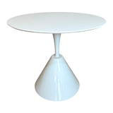 Mesa De Jantar Cone Redonda Masp  90 Cm Tampo Laca Branca Base Branca Laca Branca