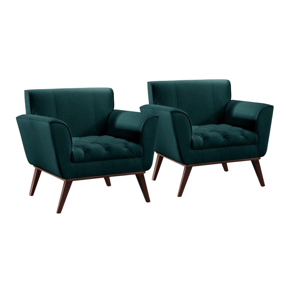 Conjunto - 2 Poltronas Lyz Linho Azul