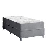 Cama Box Baú Solteiro Colchão Espuma Egito 88x188x60cm Cinza / Branco Portobel - Suporta Até 100kg Por Pessoa