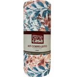 Kit Cobre Leito Casal Ultra Lisse Estampado 210x230 Flowers Blue