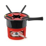 Aparelho Fondue Viena 8 Peças Esmaltado 1l Vermelho Conjunto